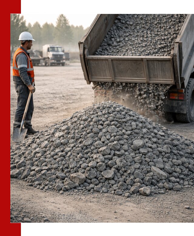 Гранитный щебень фракции 100–201 для строительства в Кропоткине