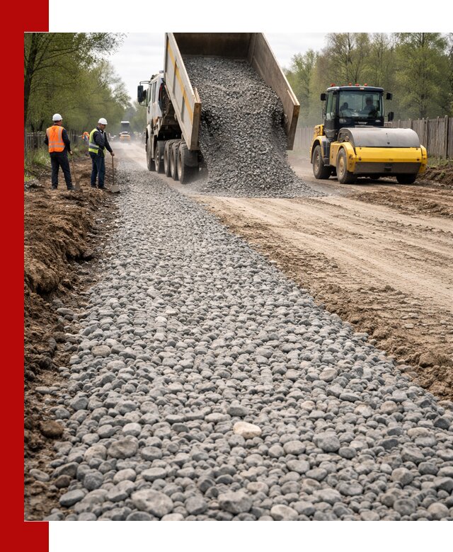Доставка щебня для отсыпки дорог в Кропоткине высокого качества