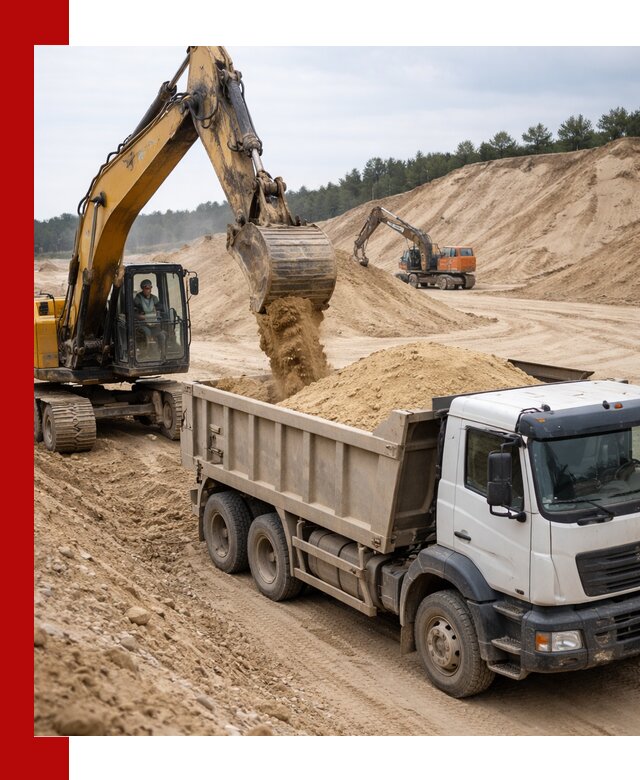 Доставка карьерного песка с самосвалами и разгрузкой в Кропоткине