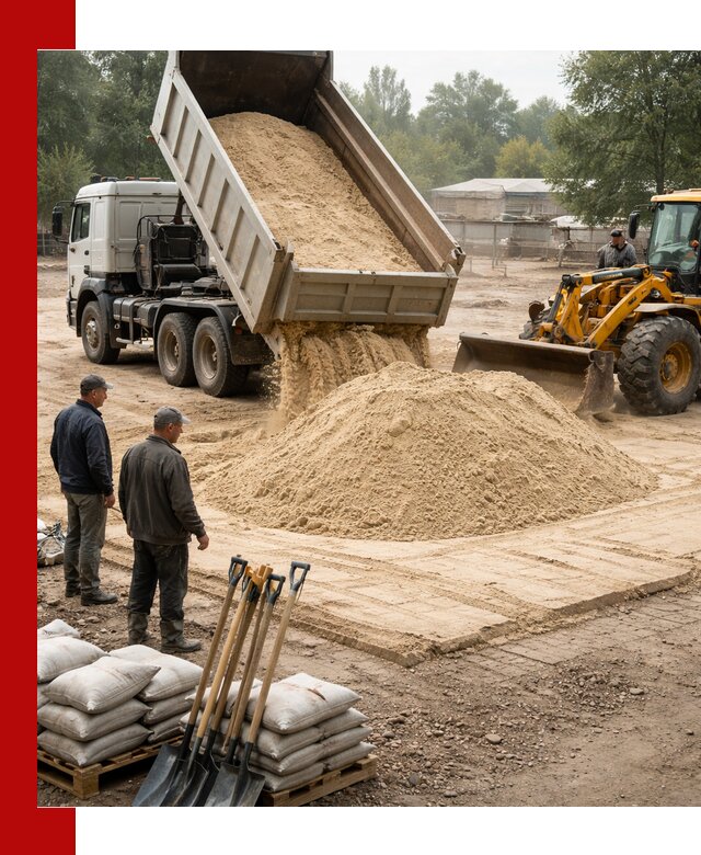Доставка мытого песка в Кропоткине с самосвалами по выгодной цене