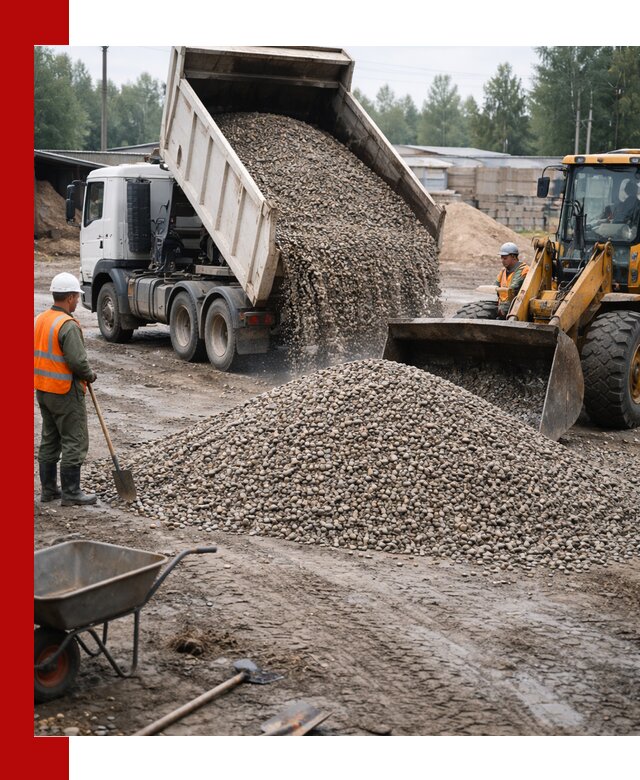 Мытый гравий с доставкой в Кропоткине от карьера до участка