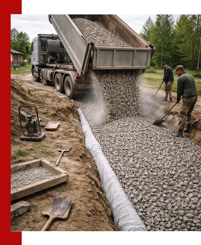 Гравий для дренажа с доставкой в Кропоткине качественный и недорогой