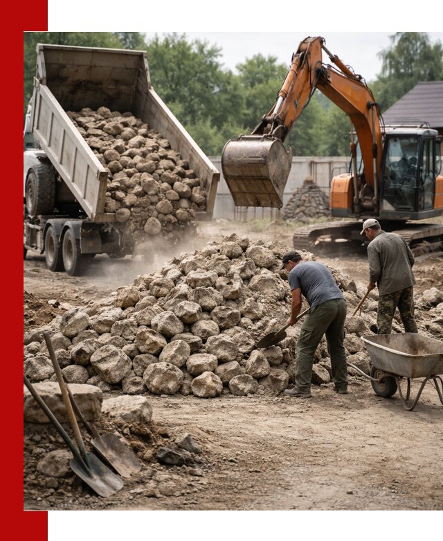 Доставка и разгрузка бутового камня в Кропоткине