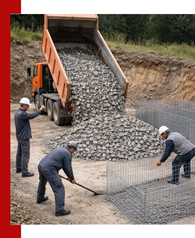 Камень для габионов с доставкой в Кропоткине быстро и надёжно