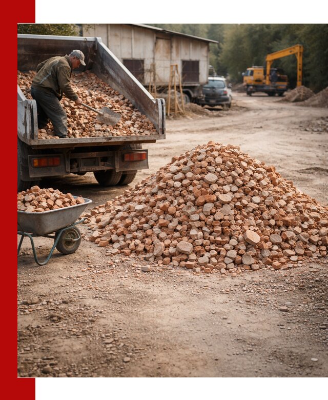 Доставка и подушка из боя кирпича с разгрузкой в Кропоткине