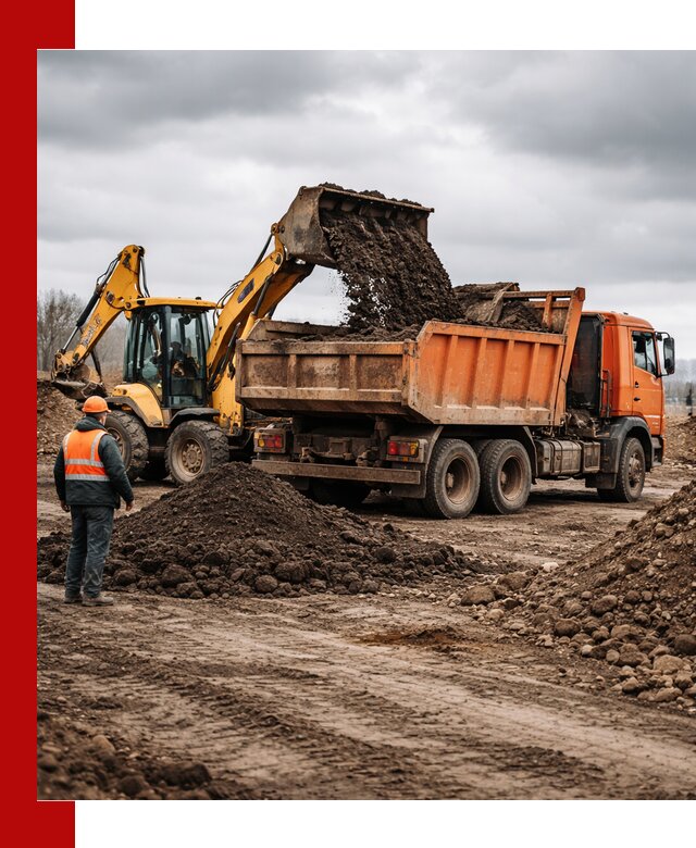 Вывоз грунта и строительного мусора в Кропоткине грузовыми самосвалами