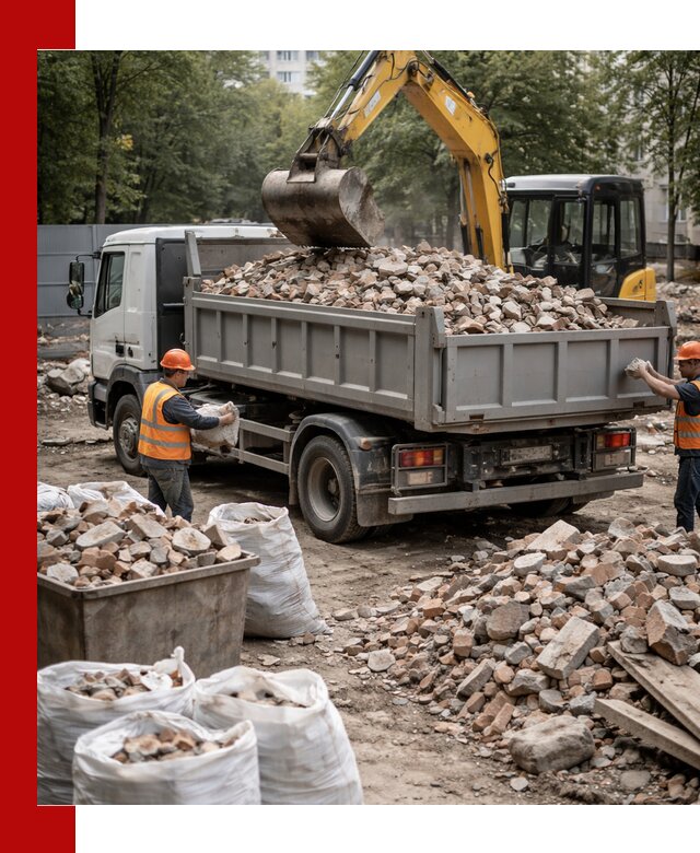Вывоз строительного мусора в Кропоткине с самосвалами и контейнерами