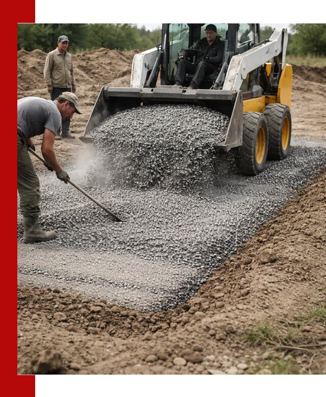 Устройство щебеночной подушки в Кропоткине для дорог и фундаментов